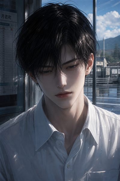 黒髪塩顔男子の生成例